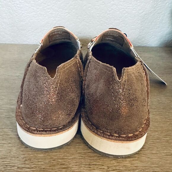 Ariat Aztec Arrow Print Cruisers Brown Leather Slip-On Shoes 9 - Picture 3 of 6